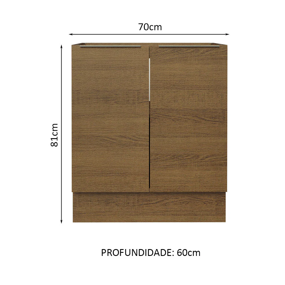 Balcão Cozinha 70 x 60 cm 2 Portas (Sem Tampo) Rustic Stella Madesa - Image 2
