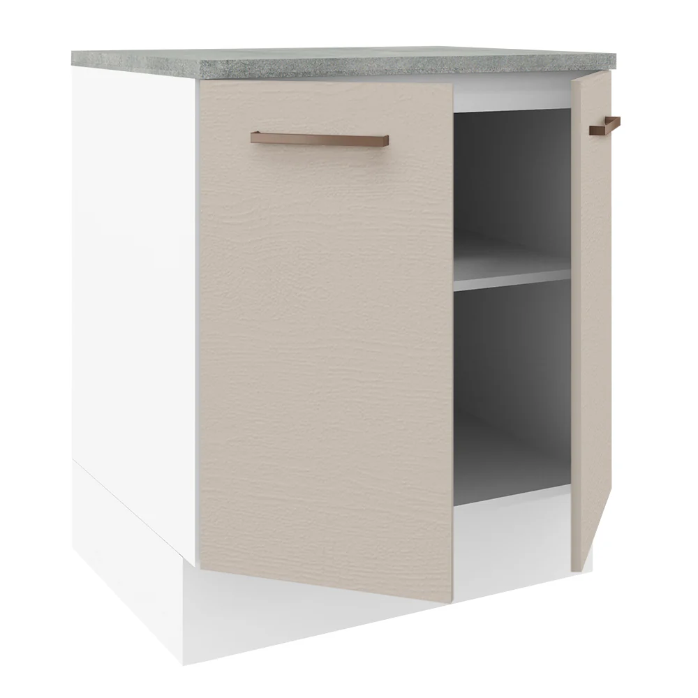 Balcão de Cozinha 70 cm 2 Portas Branco/Crema Agata Madesa - Image 3