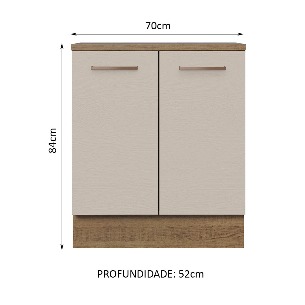 Balcão de Cozinha 70 cm 2 Portas Rustic/Crema Agata Madesa - Image 2