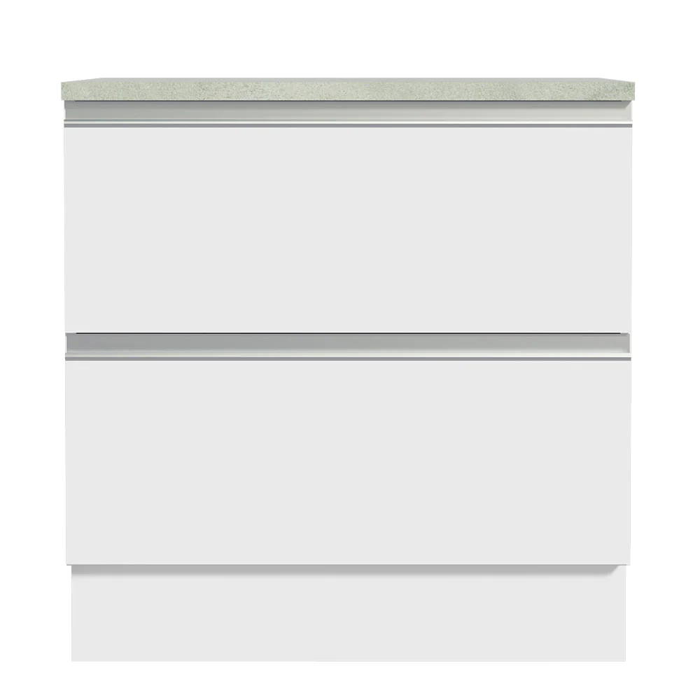 Balcão de Cozinha 80 x 60 cm 2 Gavetas (Com Tampo) Branco Glamy Madesa - Image 5