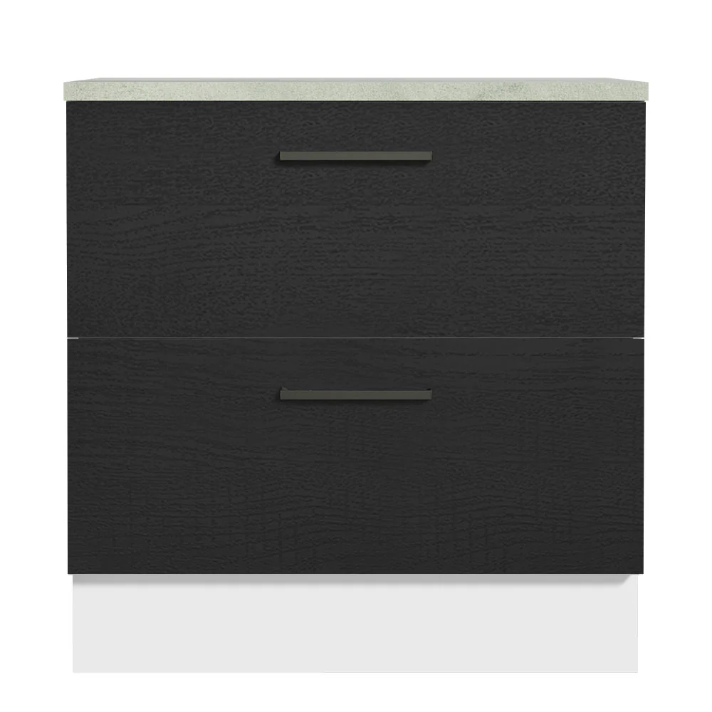 Balcão de Cozinha 80 x 60 cm 2 Gavetas (Com Tampo) Branco/Preto Agata Madesa - Image 5