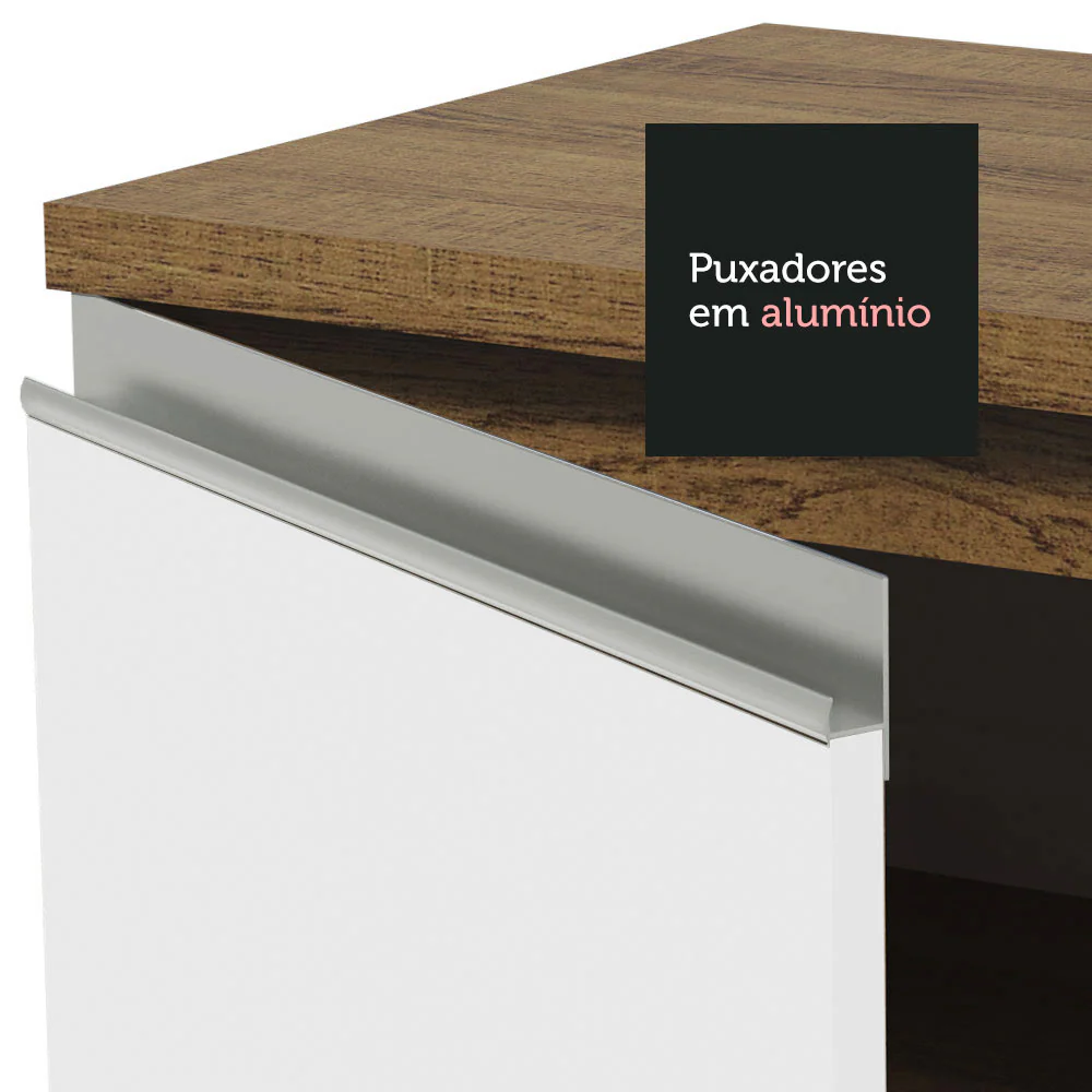 Balcão de Cozinha 80 x 60 cm 2 Gavetas (Com Tampo) Rustic/Branco Glamy Madesa - Image 6
