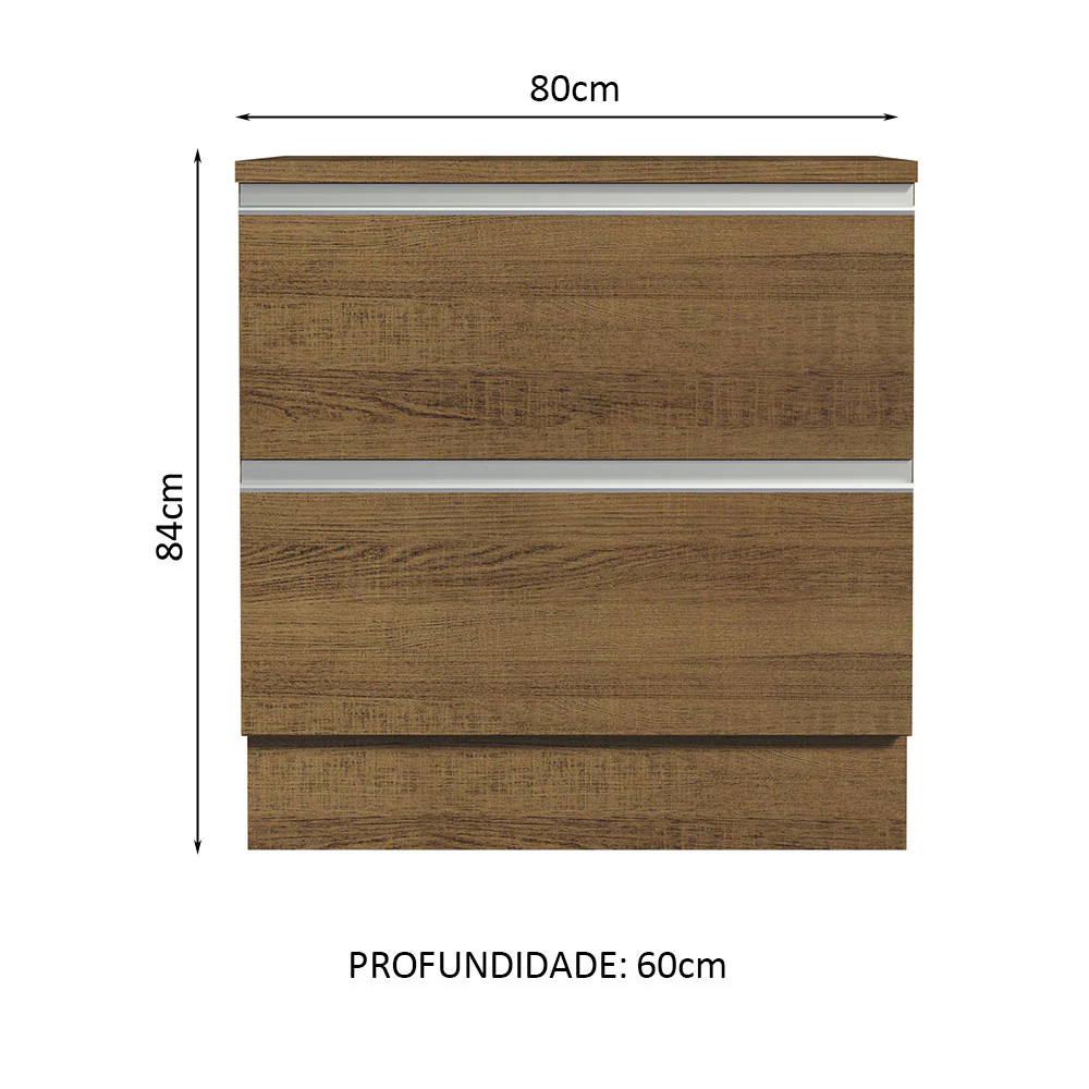 Balcão de Cozinha 80 x 60 cm 2 Gavetas (Com Tampo) Rustic Glamy Madesa - Image 2