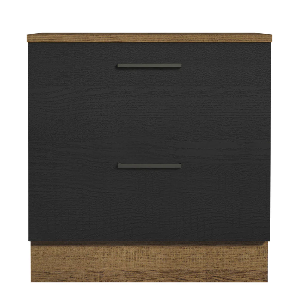 Balcão de Cozinha 80 x 60 cm 2 Gavetas (Com Tampo) Rustic/Preto Agata Madesa - Image 5