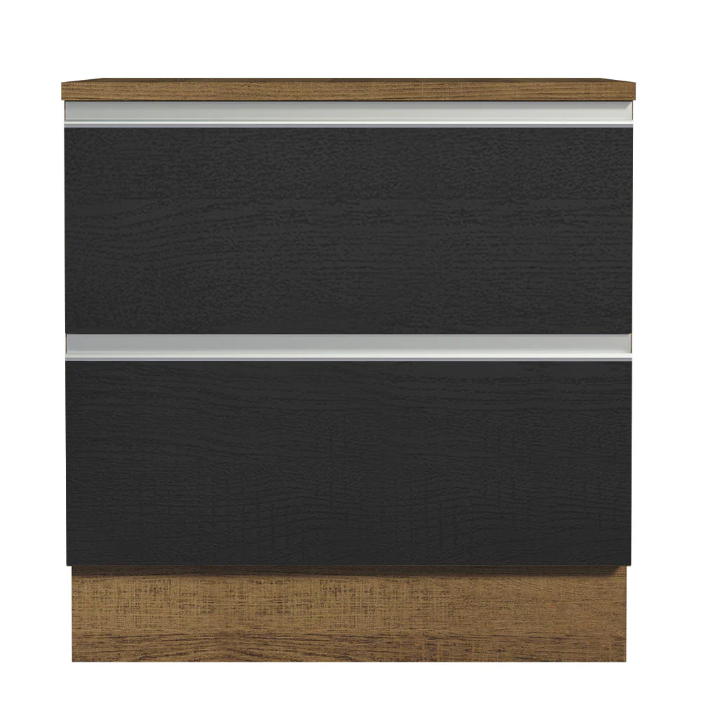 Balcão de Cozinha 80 x 60 cm 2 Gavetas (Com Tampo) Rustic/Preto Glamy Madesa - Image 5