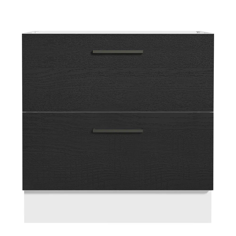Balcão de Cozinha 80 x 60 cm 2 Gavetas (Sem Tampo) Branco/Preto Agata Madesa - Image 5