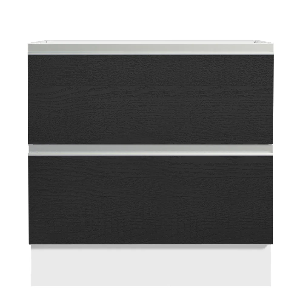 Balcão de Cozinha 80 x 60 cm 2 Gavetas (Sem Tampo) Branco/Preto Glamy Madesa - Image 5