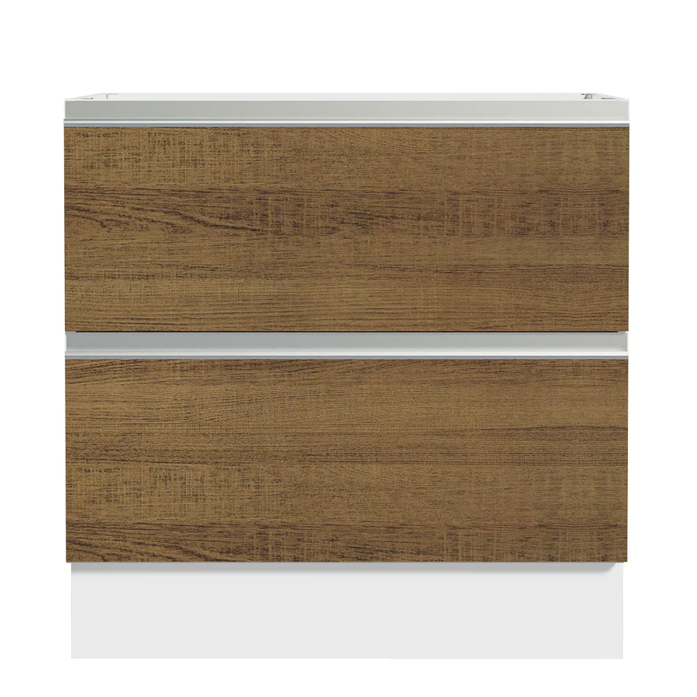 Balcão de Cozinha 80 x 60 cm 2 Gavetas (Sem Tampo) Branco/Rustic Glamy Madesa - Image 5