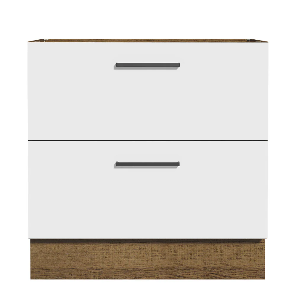 Balcão de Cozinha 80 x 60 cm 2 Gavetas (Sem Tampo) Rustic/Branco Agata Madesa - Image 5