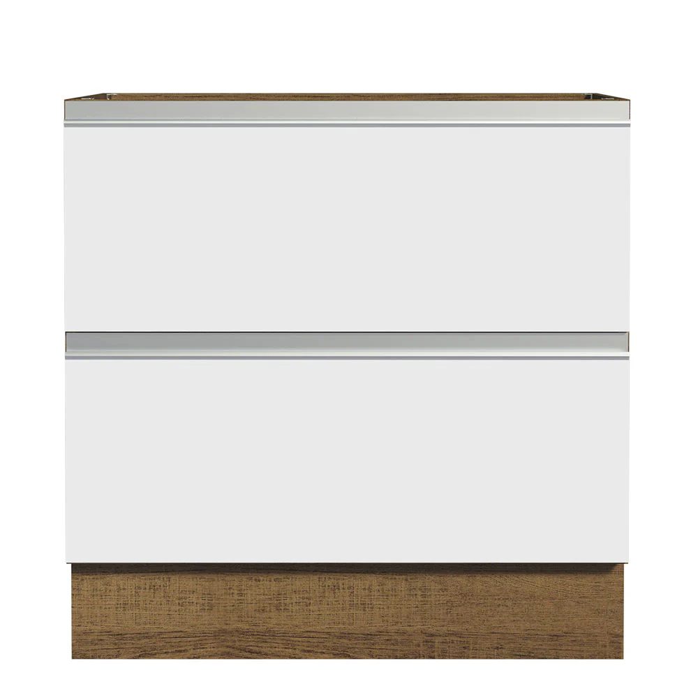 Balcão de Cozinha 80 x 60 cm 2 Gavetas (Sem Tampo) Rustic/Branco Glamy Madesa - Image 5