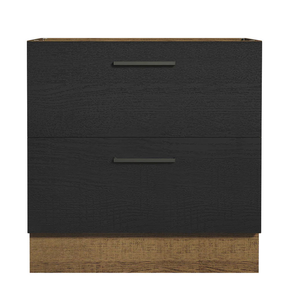 Balcão de Cozinha 80 x 60 cm 2 Gavetas (Sem Tampo) Rustic/Preto Agata Madesa - Image 5