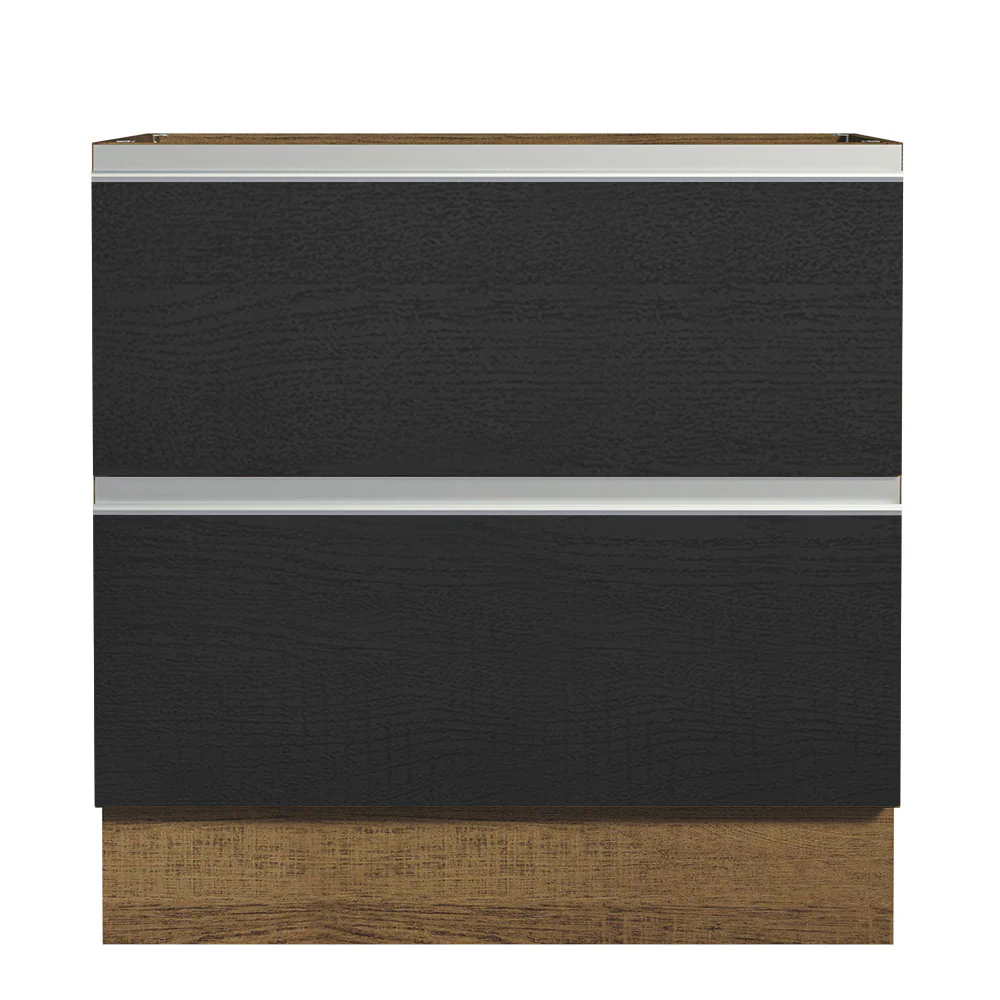 Balcão de Cozinha 80 x 60 cm 2 Gavetas (Sem Tampo) Rustic/Preto Glamy Madesa - Image 5