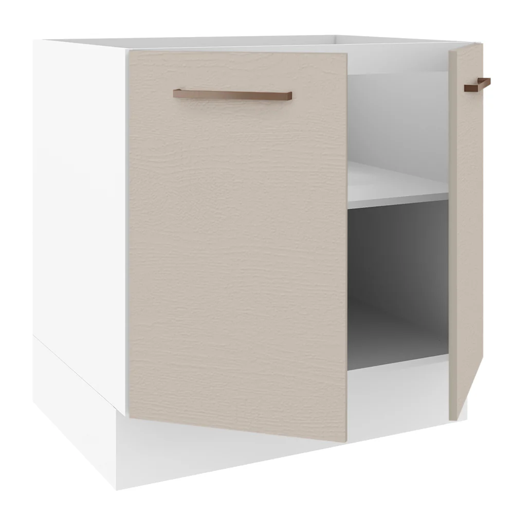 Balcão de Cozinha 80 x 60 cm 2 Portas (Sem Tampo) Branco/Crema Agata Madesa - Image 4