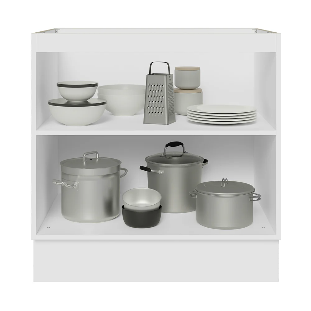 Balcão Cozinha 80 x 60 cm 2 Portas (Sem Tampo) Branco/Preto Glamy Madesa - Image 4