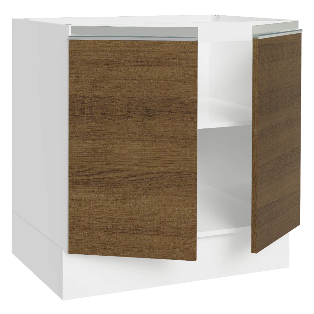 Balcão Cozinha 80 x 60 cm 2 Portas (Sem Tampo) Branco/Rustic Glamy Madesa - Image 5