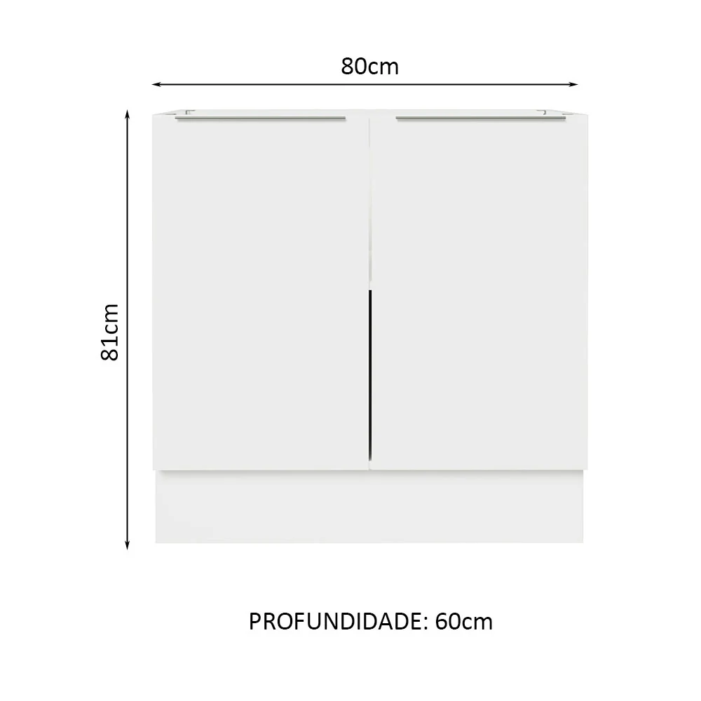 Balcão Cozinha 80 x 60 cm 2 Portas (Sem Tampo) Branco Stella Madesa - Image 2