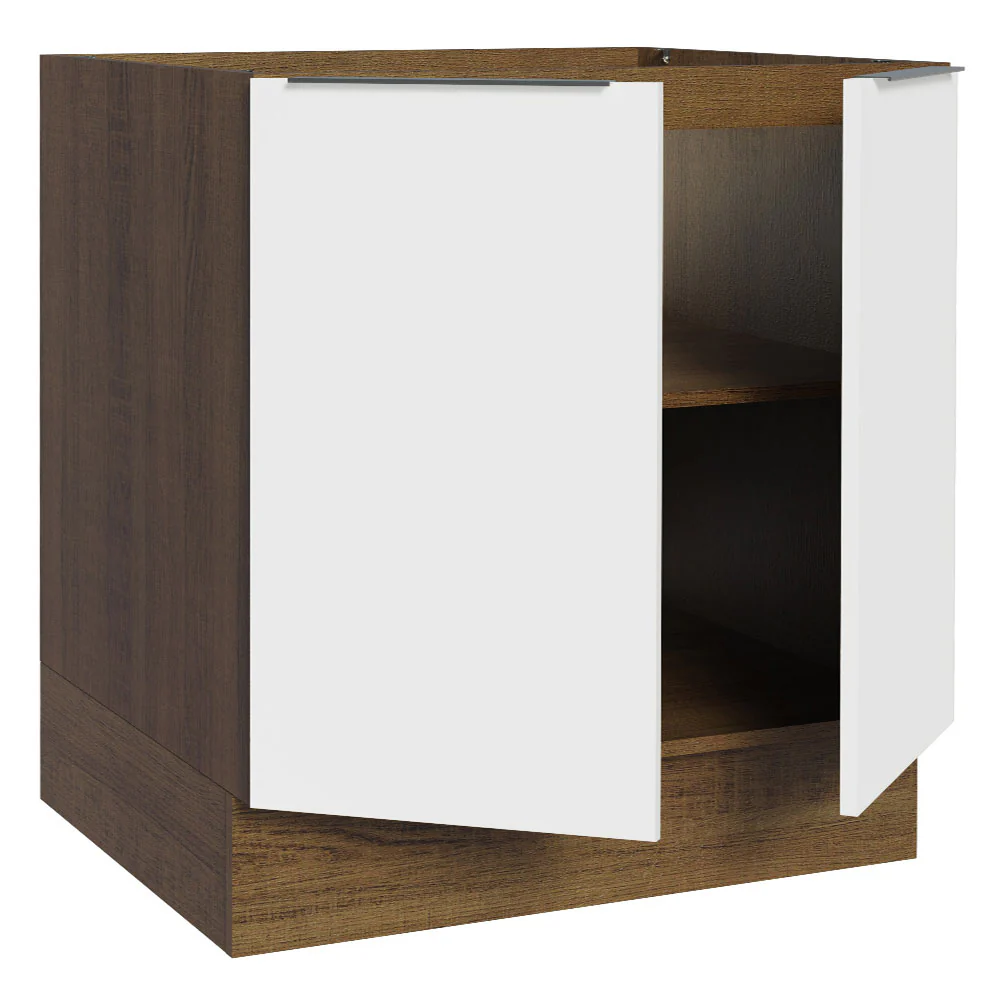 Balcão Cozinha 80 x 60 cm 2 Portas (Sem Tampo) Rustic/Branco Stella Madesa - Image 5