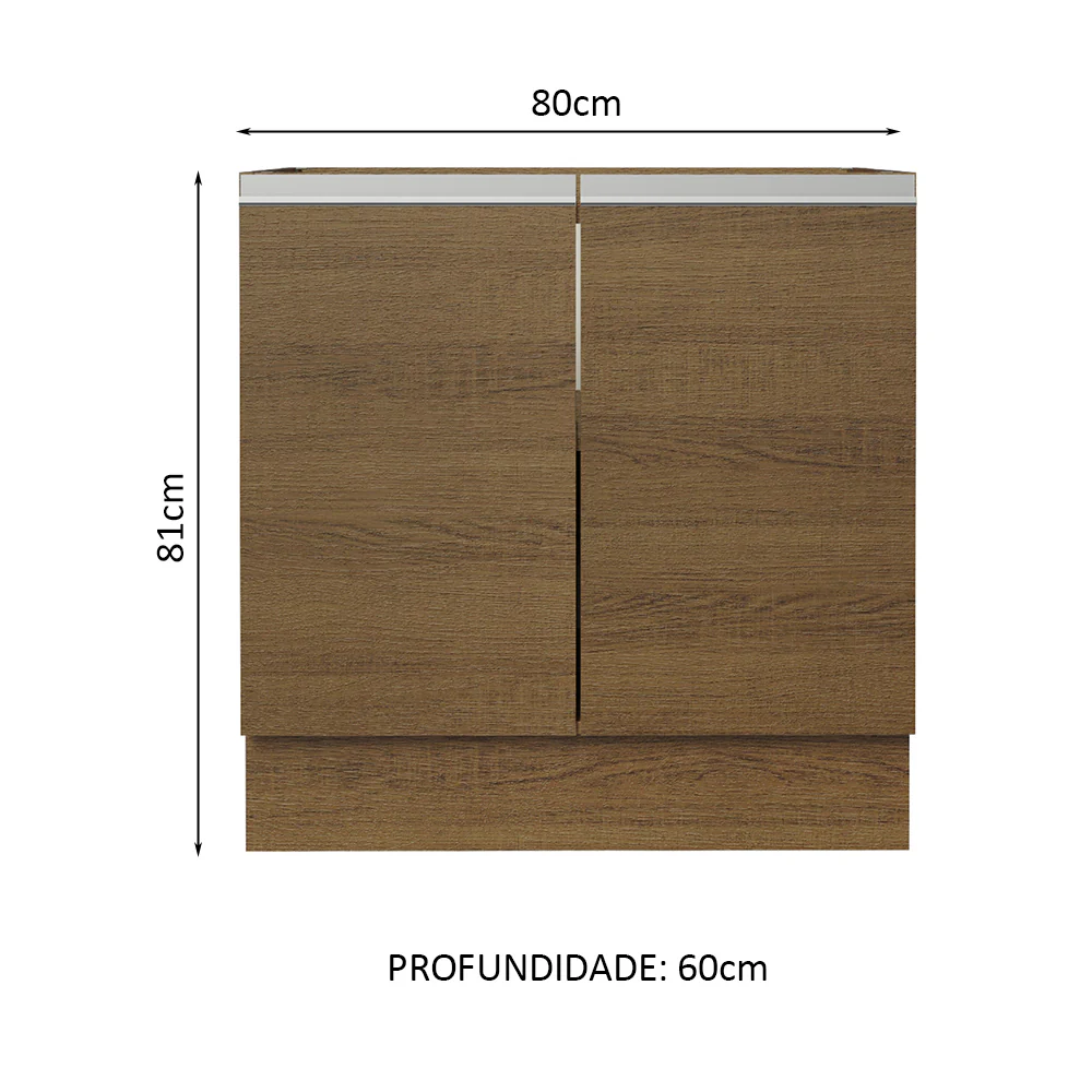 Balcão Cozinha 80 x 60 cm 2 Portas (Sem Tampo) Rustic Glamy Madesa - Image 2