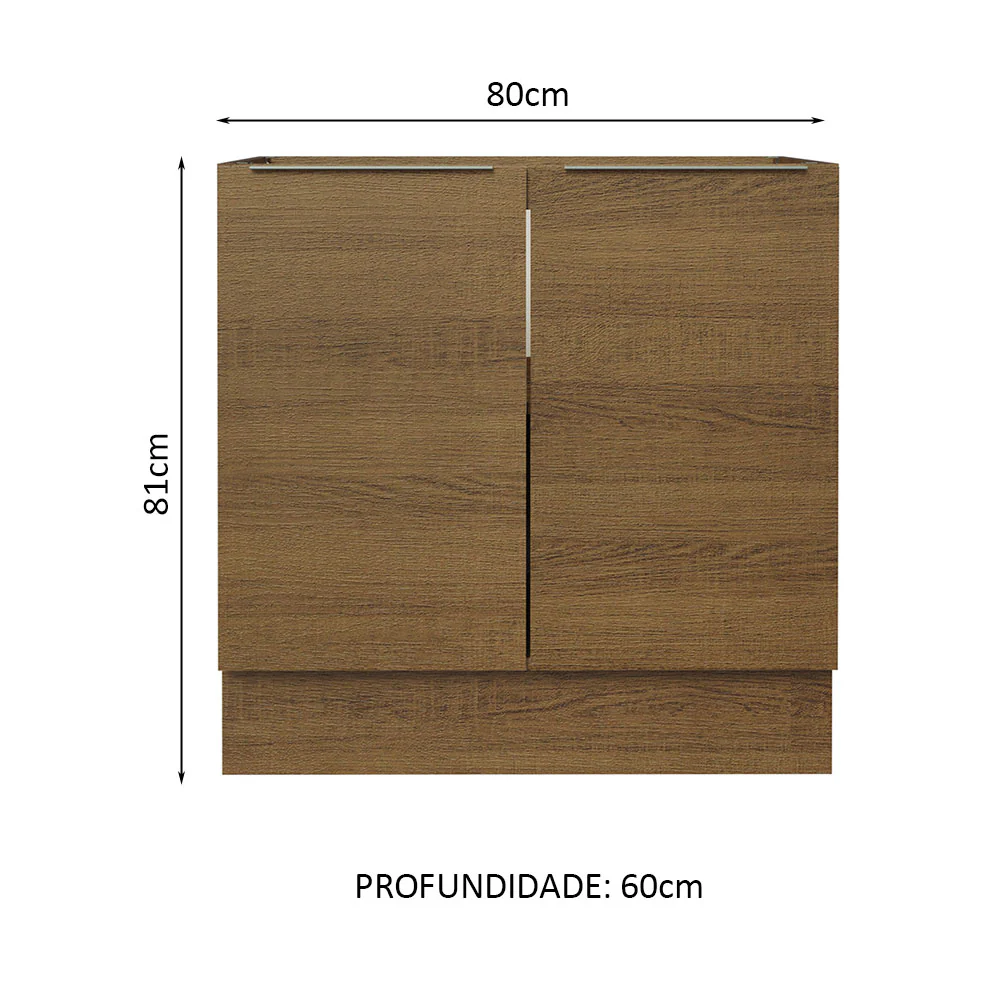Balcão Cozinha 80 x 60 cm 2 Portas (Sem Tampo) Rustic Stella Madesa - Image 2