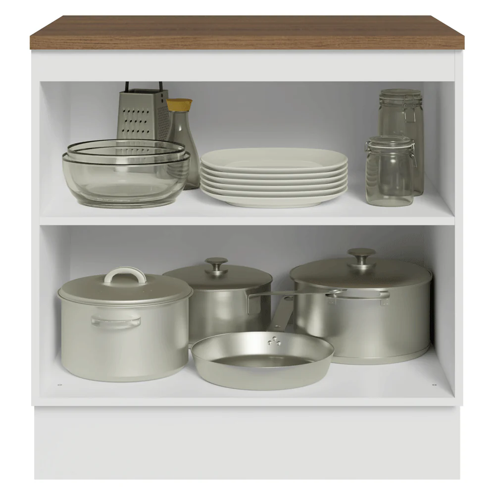 Balcão de Cozinha 80 x 60 cm 2 Portas (Com Tampo) Branco/Rustic Vik Madesa - Image 4