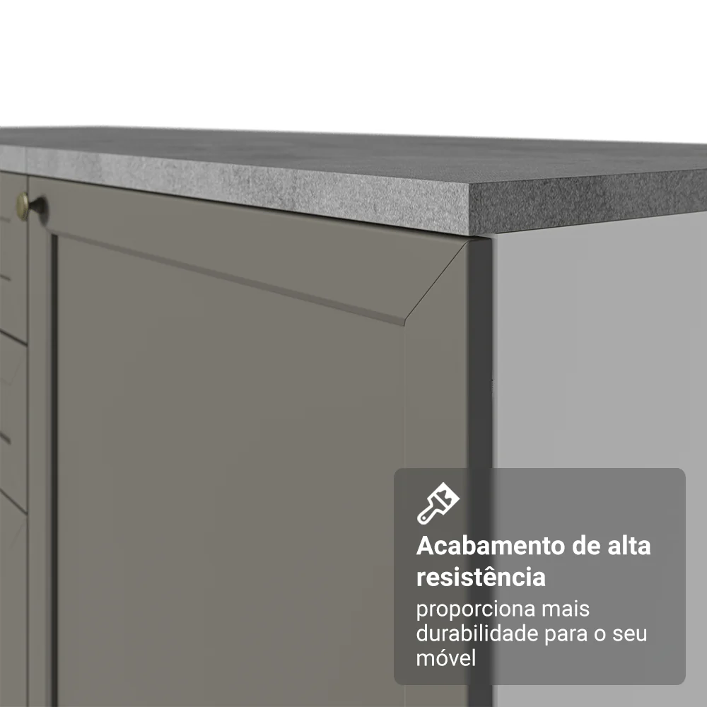 Balcão de Cozinha 80 x 60 cm 2 Portas (Sem Tampo) Branco/Cinza Vik Madesa - Image 7