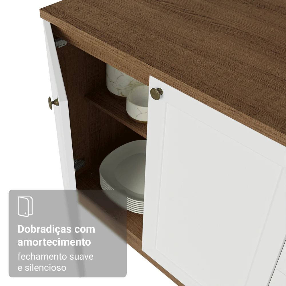 Balcão de Cozinha 80 x 60 cm 2 Portas (Sem Tampo) Rustic/Branco Vik Madesa - Image 7
