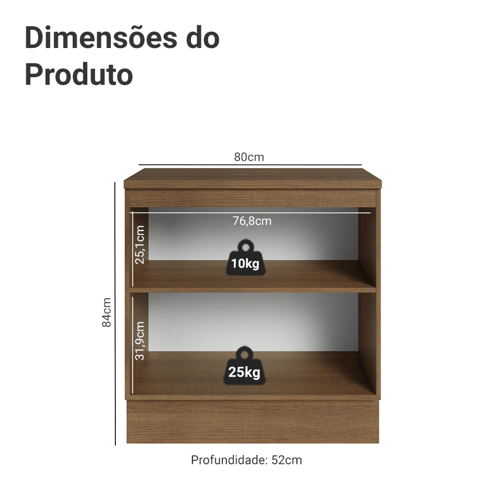 Balcão de Cozinha 80 cm 2 Portas Rustic/Verde Vik Madesa - Image 2