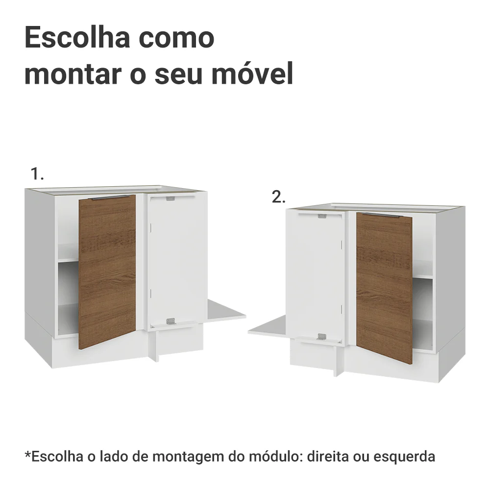 Balcão Cozinha de Canto 1 Porta 60 cm Profundidade (Sem Tampo) Branco/Rustic Stella Madesa - Image 4