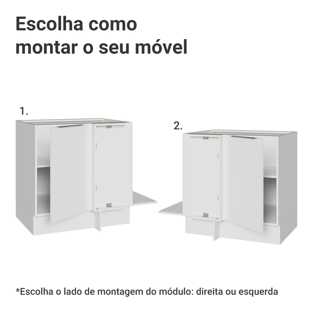 Balcão Cozinha de Canto 1 Porta 60 cm Profundidade (Sem Tampo) Branco Stella Madesa - Image 4