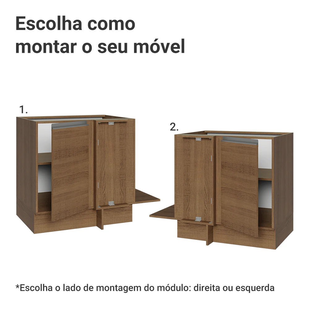 Balcão Cozinha de Canto 1 Porta 60 cm Profundidade (Sem Tampo) Rustic Glamy Madesa - Image 4