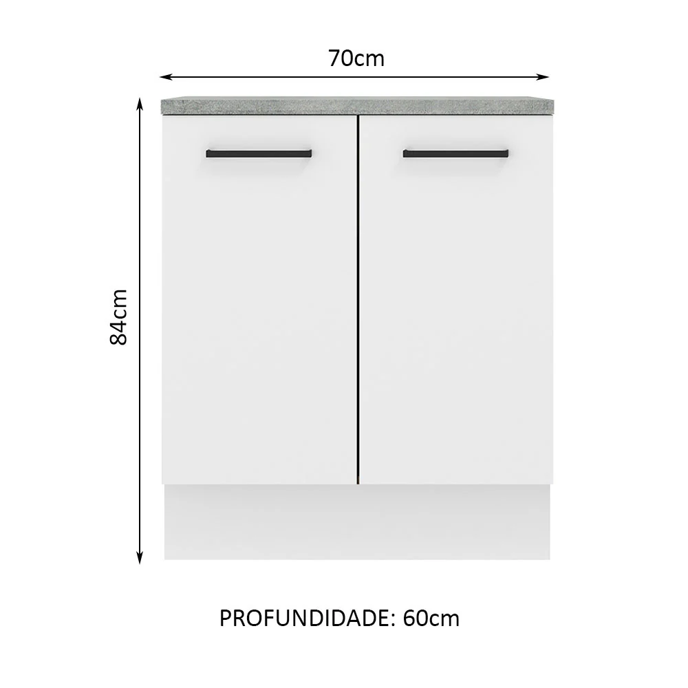 Balcão de Cozinha Madesa Agata 70 x 60 cm 2 Portas (Com Tampo) Branco - Image 2