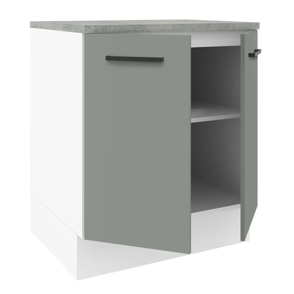 Balcão de Cozinha Madesa Agata 70 x 60 cm 2 Portas (Com Tampo) Branco/Cinza - Image 3