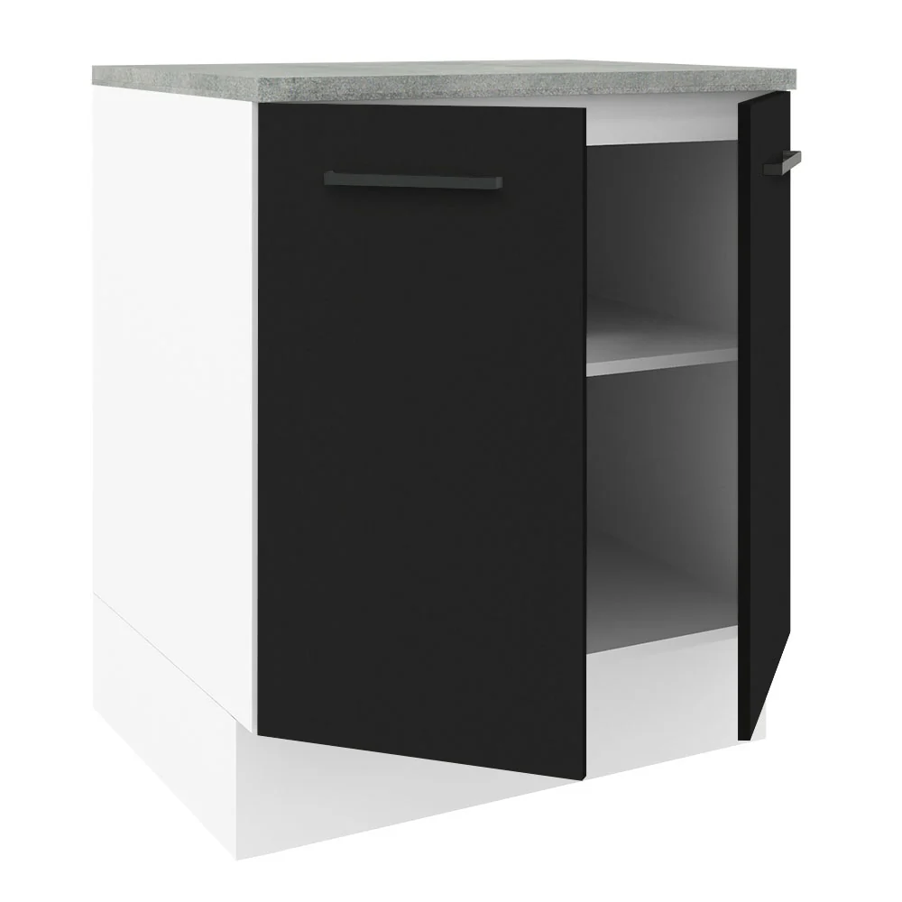 Balcão de Cozinha Madesa Agata 70 x 60 cm 2 Portas (Com Tampo) Branco/Preto - Image 3