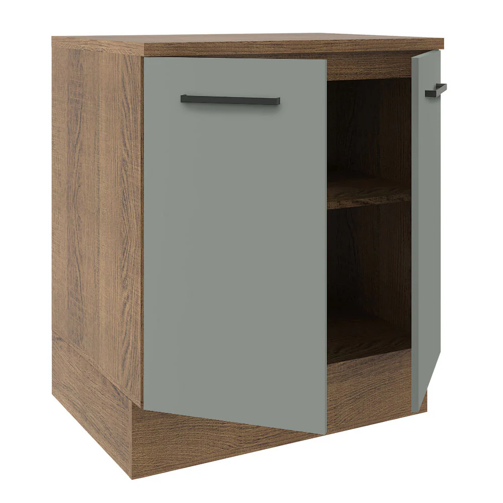 Balcão de Cozinha Madesa Agata 70 x 60 cm 2 Portas (Com Tampo) Rustic/Cinza - Image 3