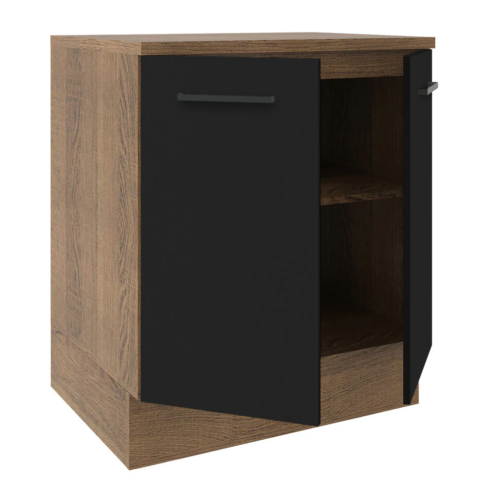 Balcão de Cozinha Madesa Agata 70 x 60 cm 2 Portas (Com Tampo) Rustic/Preto - Image 3
