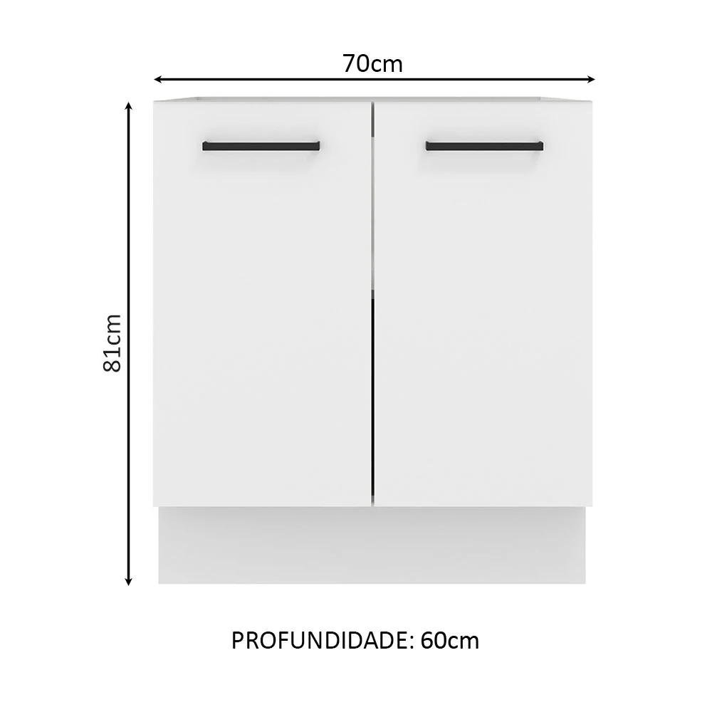 Balcão de Cozinha Madesa Agata 70 x 60 cm 2 Portas (Sem Tampo) Branco - Image 2