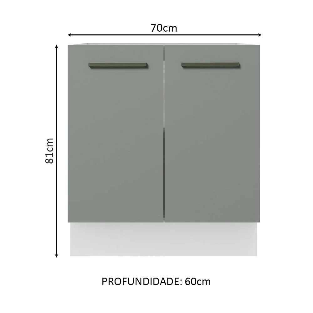 Balcão de Cozinha Madesa Agata 70 x 60 cm 2 Portas (Sem Tampo) Branco/Cinza - Image 2