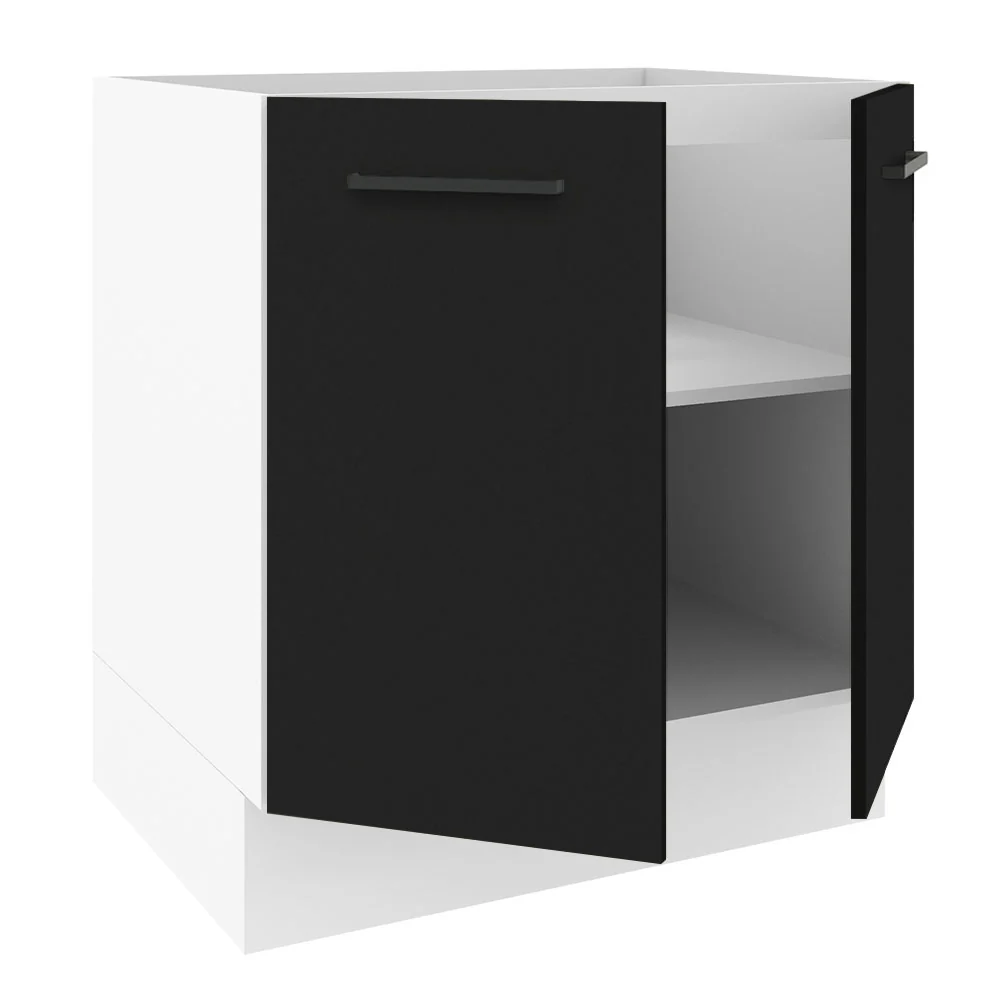 Balcão de Cozinha Madesa Agata 70 x 60 cm 2 Portas (Sem Tampo) Branco/Preto - Image 4
