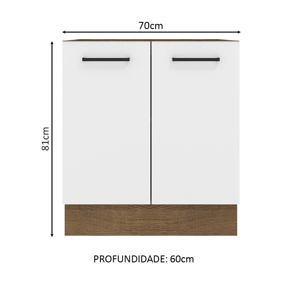 Balcão de Cozinha Madesa Agata 70 x 60 cm 2 Portas (Sem Tampo) Rustic/Branco - Image 2