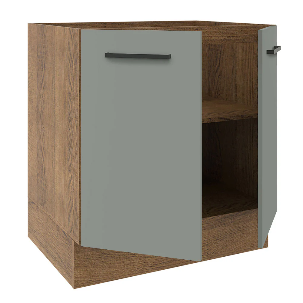 Balcão de Cozinha Madesa Agata 70 x 60 cm 2 Portas (Sem Tampo) Rustic/Cinza - Image 4