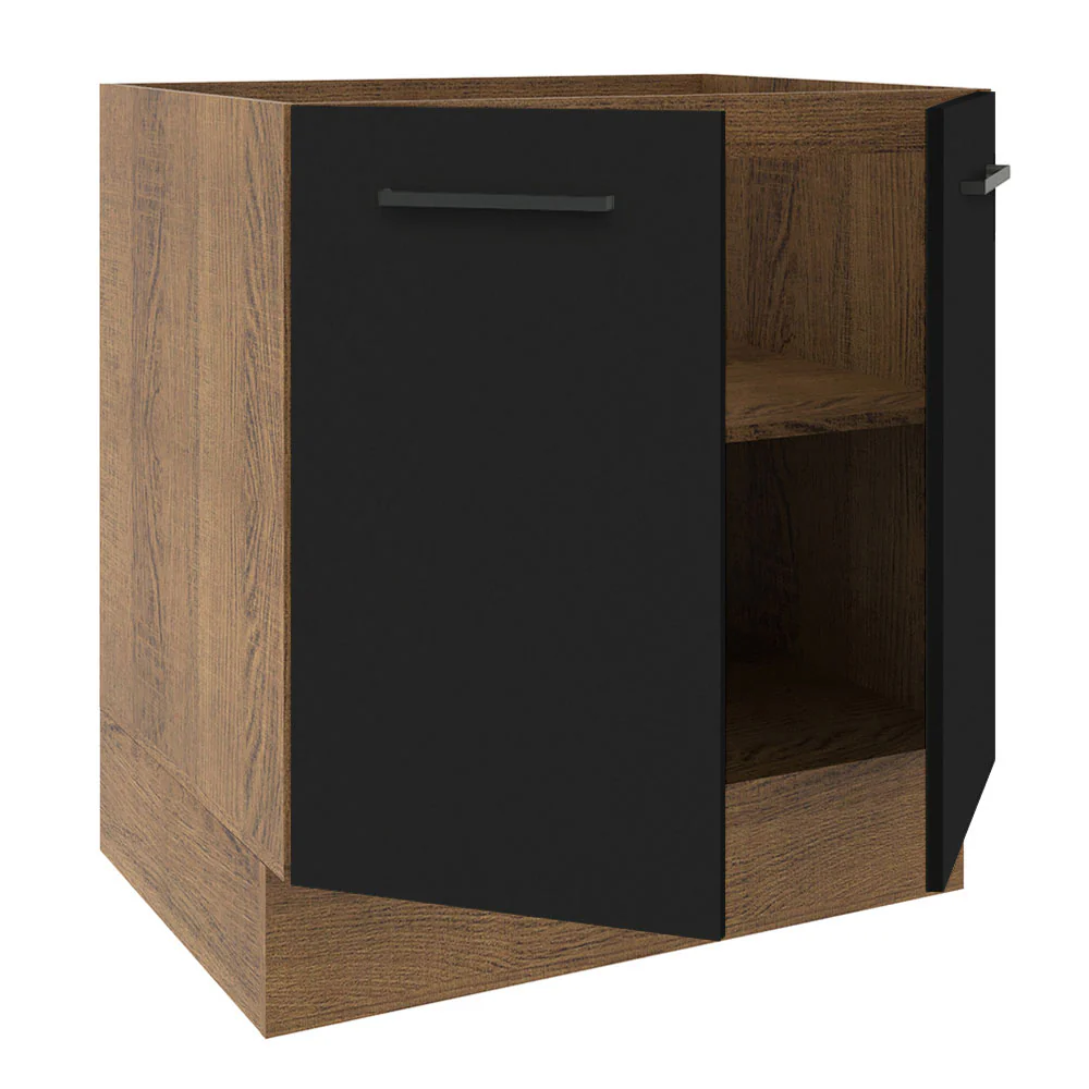 Balcão de Cozinha Madesa Agata 70 x 60 cm 2 Portas (Sem Tampo) Rustic/Preto - Image 4