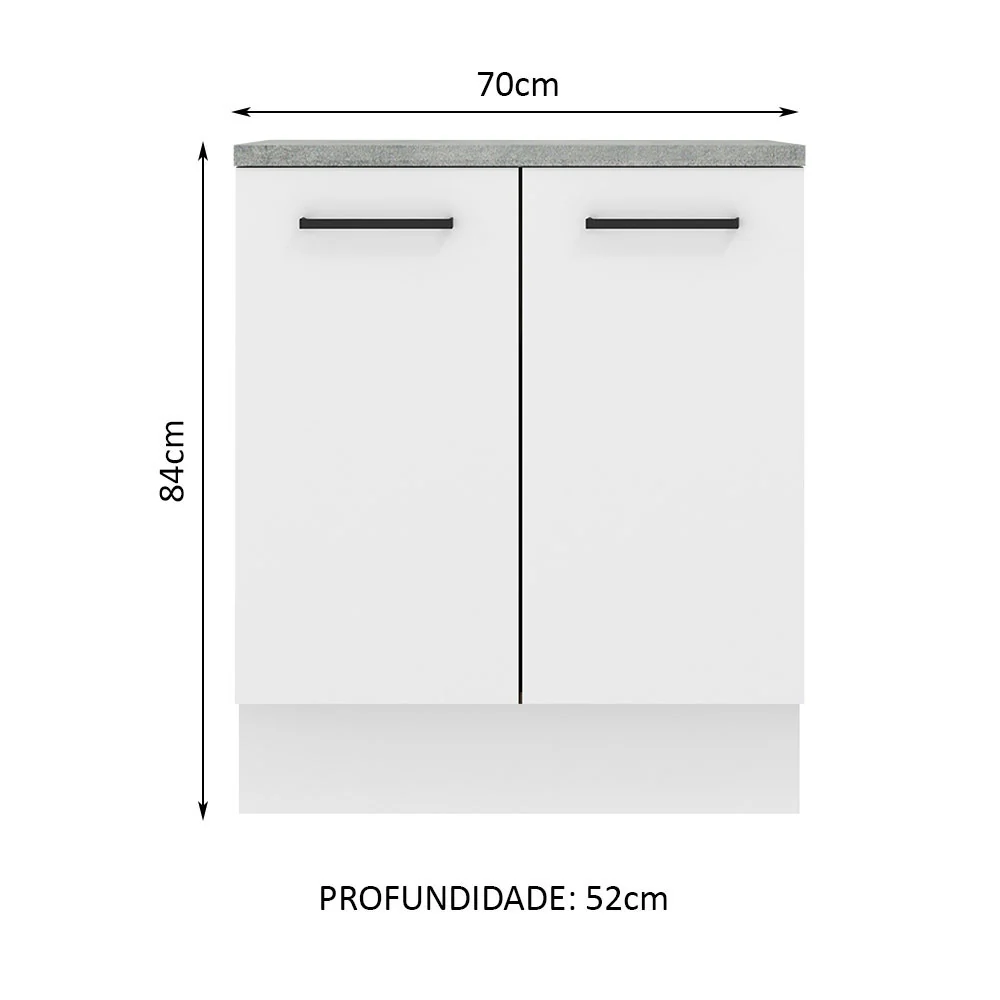 Balcão de Cozinha Madesa Agata 70 cm 2 Portas Branco - Image 2
