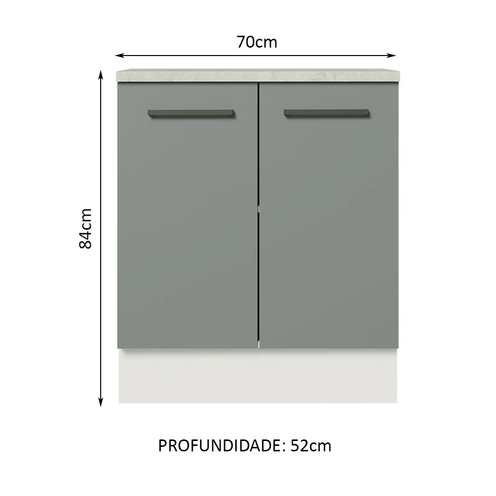 Balcão de Cozinha Madesa Agata 70 cm 2 Portas Branco/Cinza - Image 2