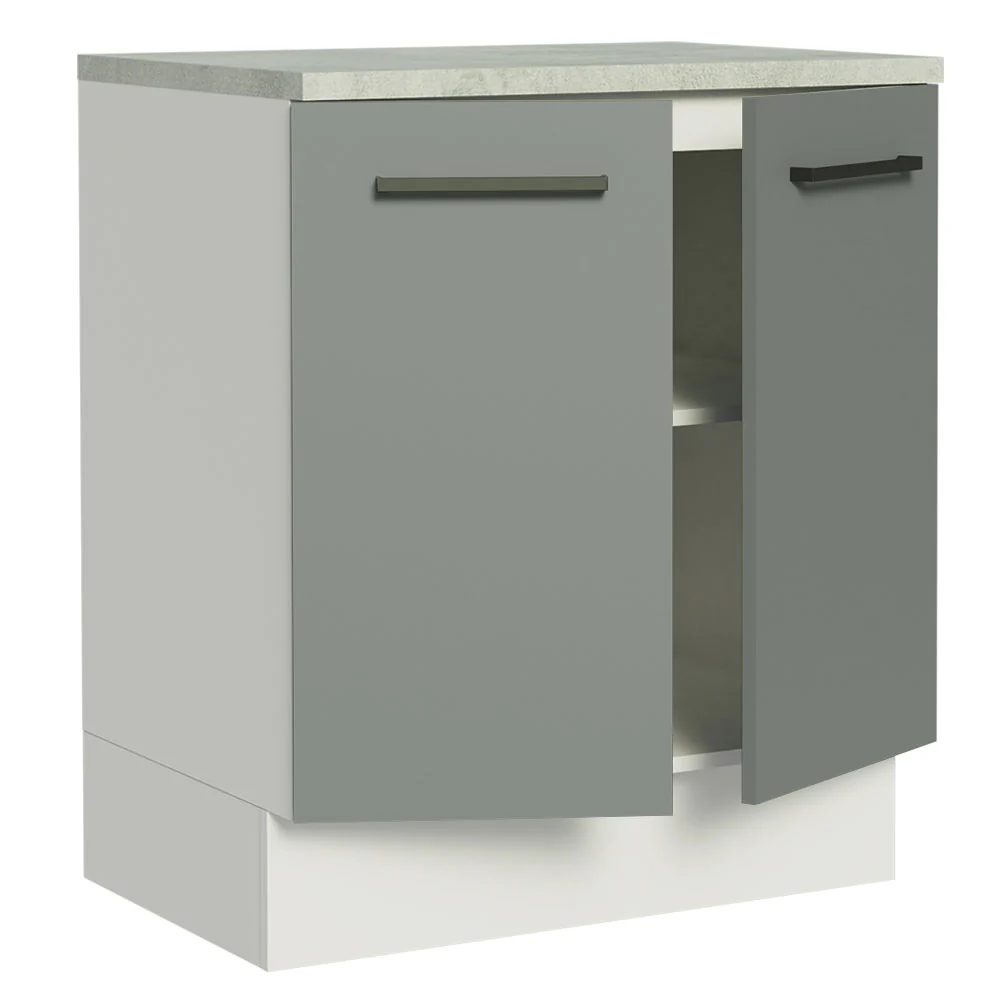 Balcão de Cozinha Madesa Agata 70 cm 2 Portas Branco/Cinza - Image 3