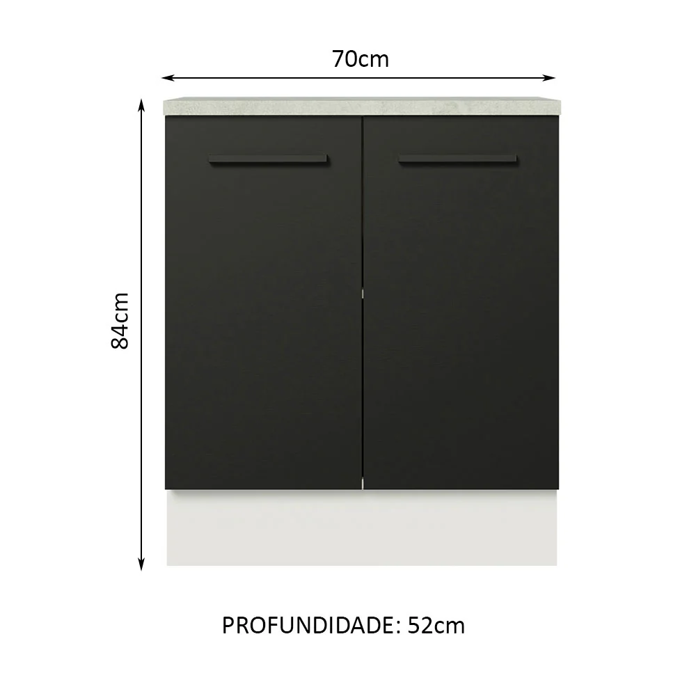 Balcão de Cozinha Madesa Agata 70 cm 2 Portas Branco/Preto - Image 2