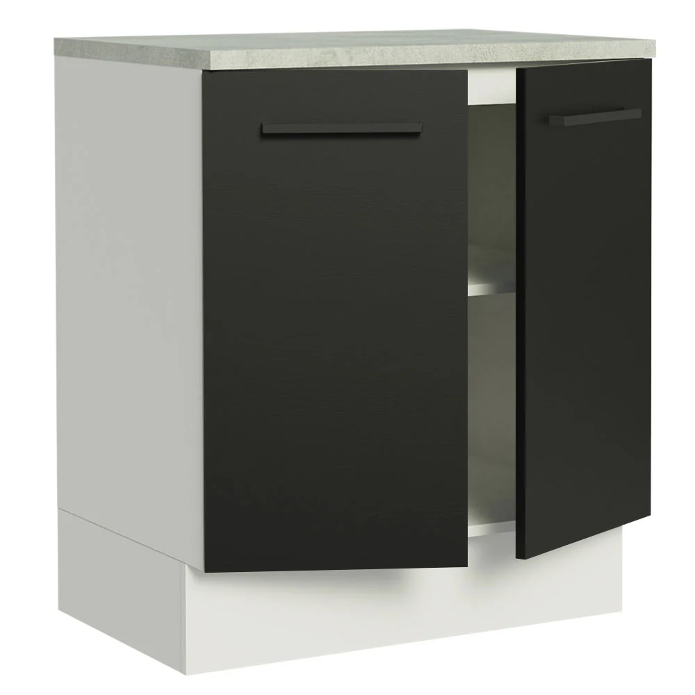 Balcão de Cozinha Madesa Agata 70 cm 2 Portas Branco/Preto - Image 3