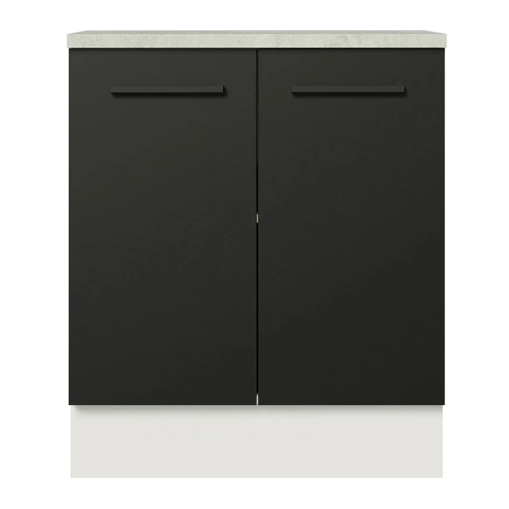 Balcão de Cozinha Madesa Agata 70 cm 2 Portas Branco/Preto - Image 9