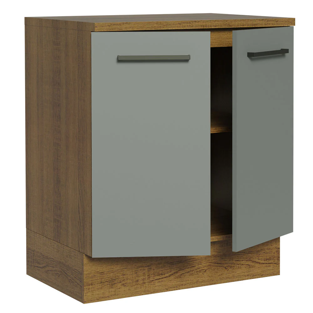 Balcão de Cozinha Madesa Agata 70 cm 2 Portas Rustic/Cinza - Image 3