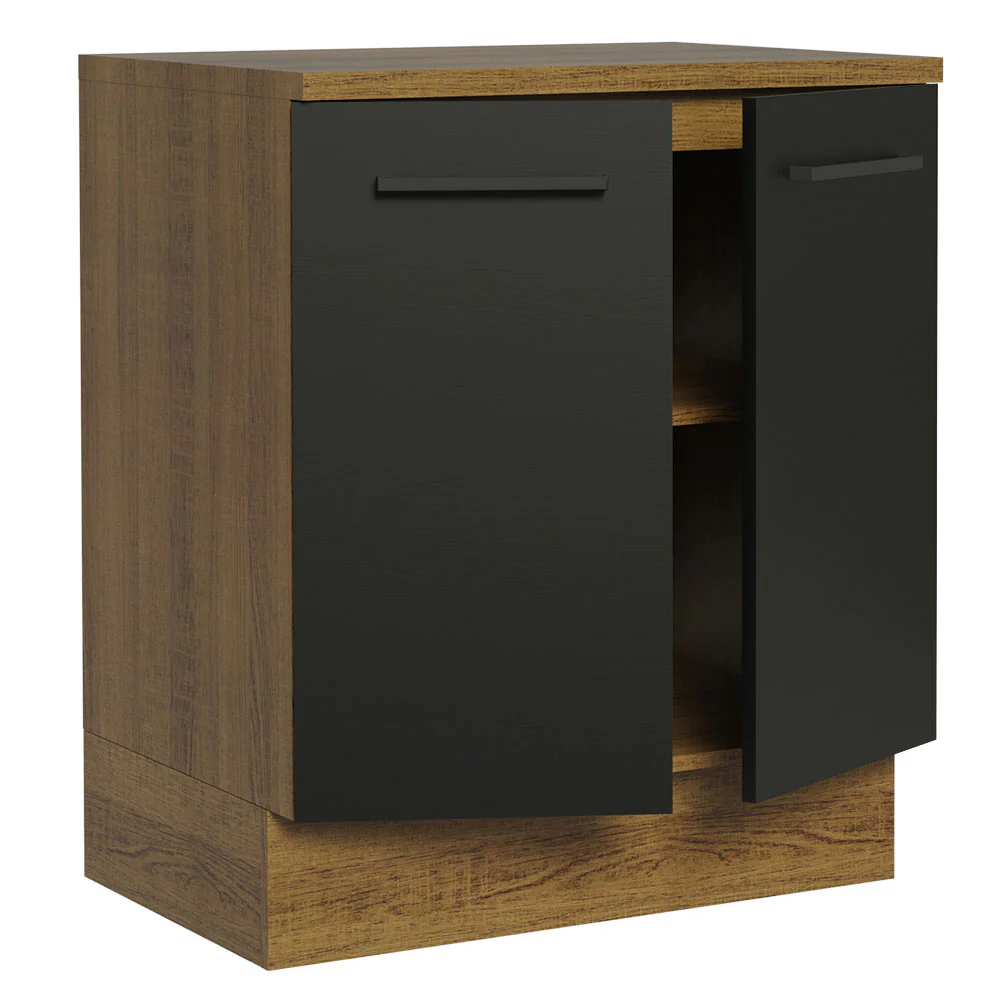 Balcão de Cozinha Madesa Agata 70 cm 2 Portas Rustic/Preto - Image 3
