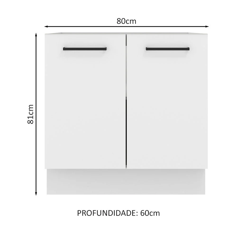 Balcão de Cozinha Madesa Agata 80 x 60 cm 2 Portas (Sem Tampo) Branco - Image 2